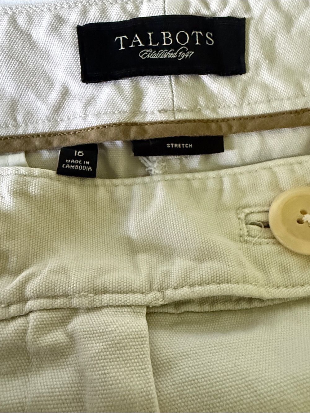 Talbots Khaki Crop Chino Pants in Light Cream - Picture 2 of 9
